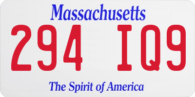 MA license plate 294IQ9