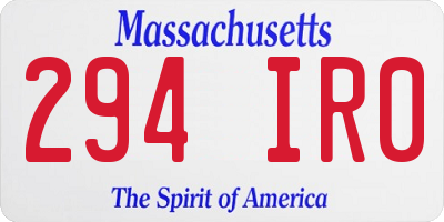 MA license plate 294IR0