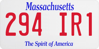 MA license plate 294IR1