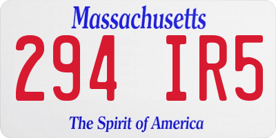 MA license plate 294IR5