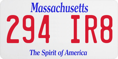 MA license plate 294IR8