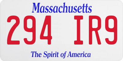 MA license plate 294IR9