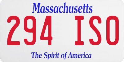 MA license plate 294IS0