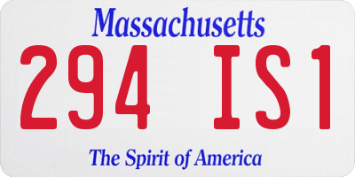 MA license plate 294IS1
