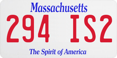MA license plate 294IS2