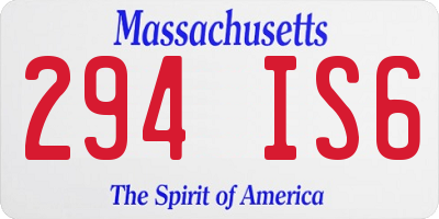 MA license plate 294IS6