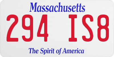 MA license plate 294IS8