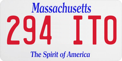 MA license plate 294IT0