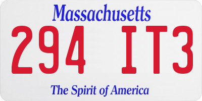 MA license plate 294IT3