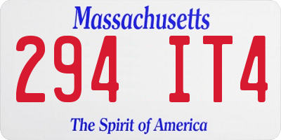 MA license plate 294IT4