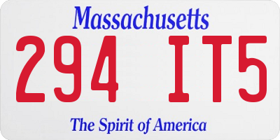 MA license plate 294IT5