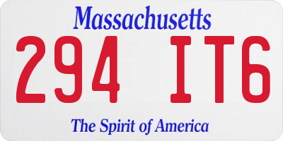 MA license plate 294IT6