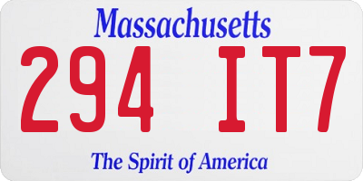 MA license plate 294IT7