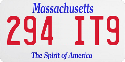MA license plate 294IT9