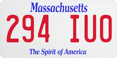 MA license plate 294IU0