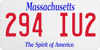 MA license plate 294IU2
