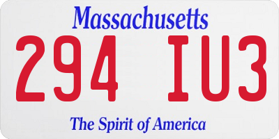 MA license plate 294IU3