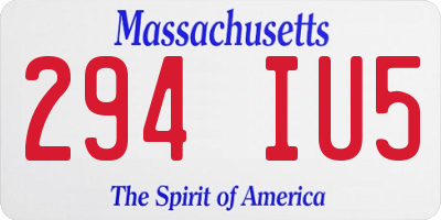 MA license plate 294IU5