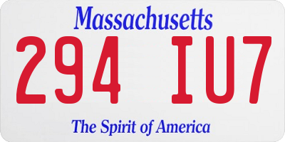 MA license plate 294IU7