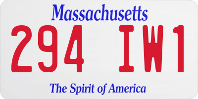 MA license plate 294IW1