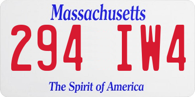 MA license plate 294IW4