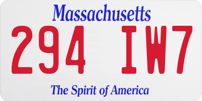 MA license plate 294IW7