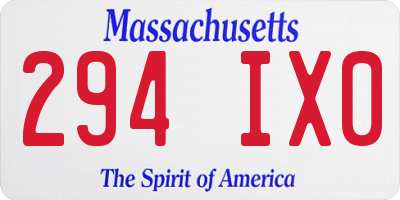 MA license plate 294IX0