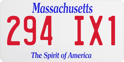 MA license plate 294IX1