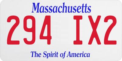 MA license plate 294IX2