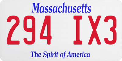 MA license plate 294IX3
