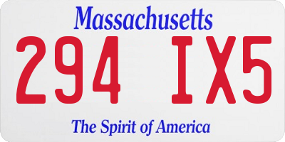 MA license plate 294IX5
