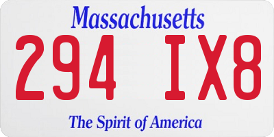 MA license plate 294IX8