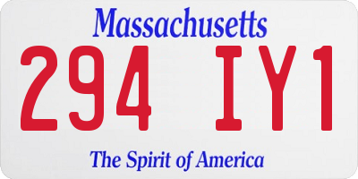 MA license plate 294IY1