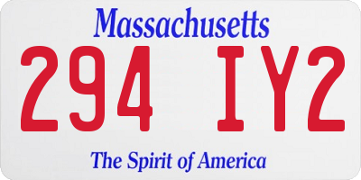 MA license plate 294IY2
