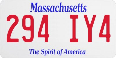 MA license plate 294IY4