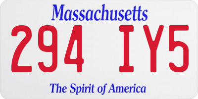 MA license plate 294IY5