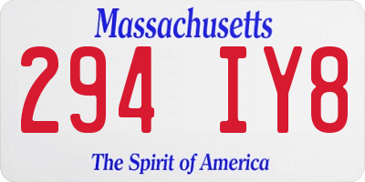 MA license plate 294IY8