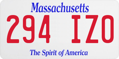 MA license plate 294IZ0