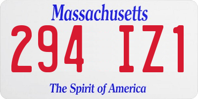 MA license plate 294IZ1