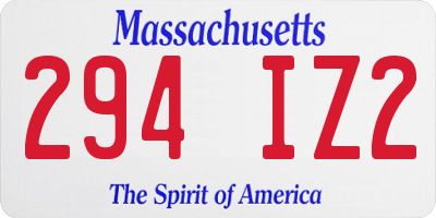 MA license plate 294IZ2