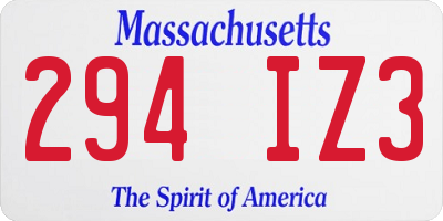 MA license plate 294IZ3