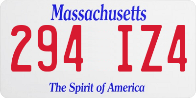 MA license plate 294IZ4