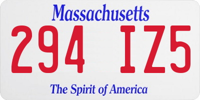 MA license plate 294IZ5
