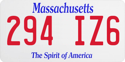 MA license plate 294IZ6