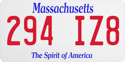 MA license plate 294IZ8