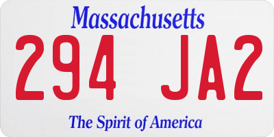 MA license plate 294JA2