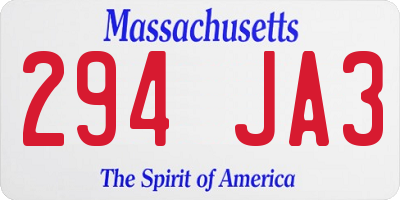 MA license plate 294JA3