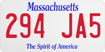 MA license plate 294JA5