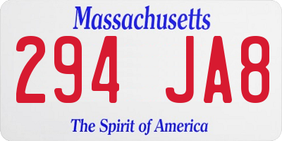 MA license plate 294JA8
