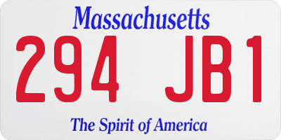 MA license plate 294JB1